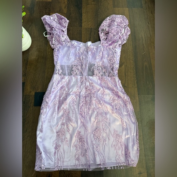 🆕 Lulus “Seriously Cute Lavender Embroidered Mesh Puff Sleeve Mini Dress” - Picture 12 of 13